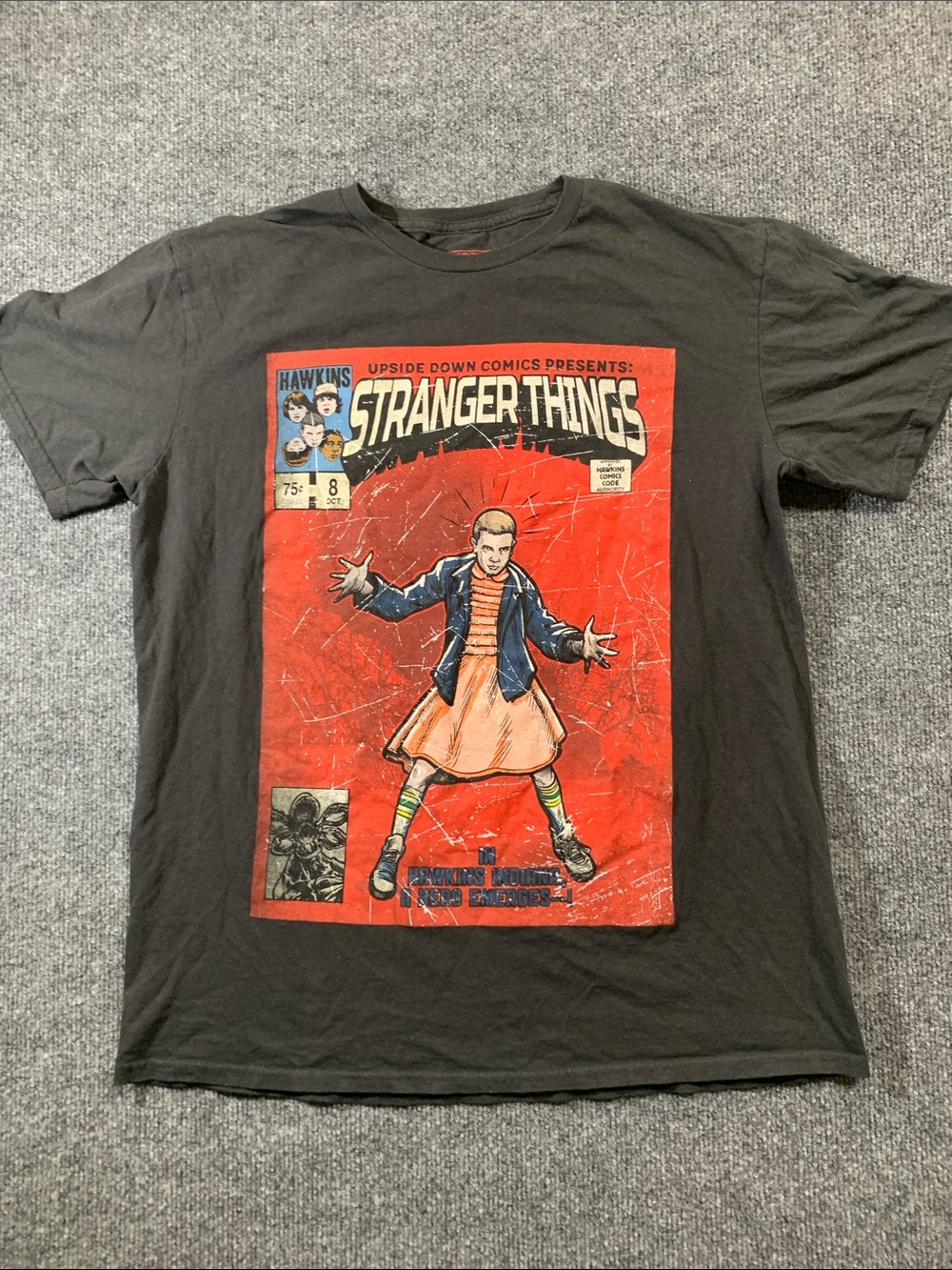 Stranger Things Graphic Tee - Black with Red Front Panel